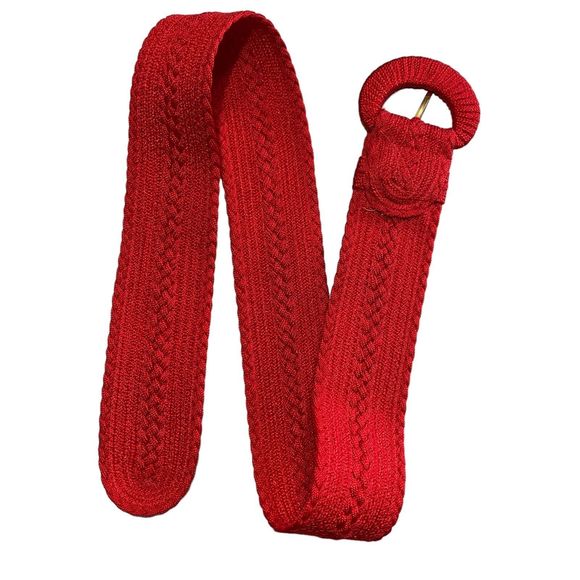 Vintage Woven Belt Collezione New York Made In USA Brown Red 2” Wide Cinch Lot 2 - Picture 10 of 12